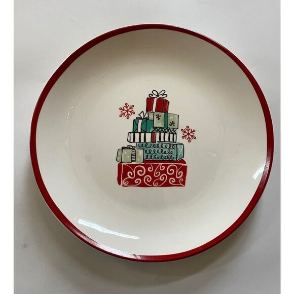 American Atelier CHRISTMAS Salad Plate Set of 4 Stockings Ornament Desert Dishes - Picture 4 of 9
